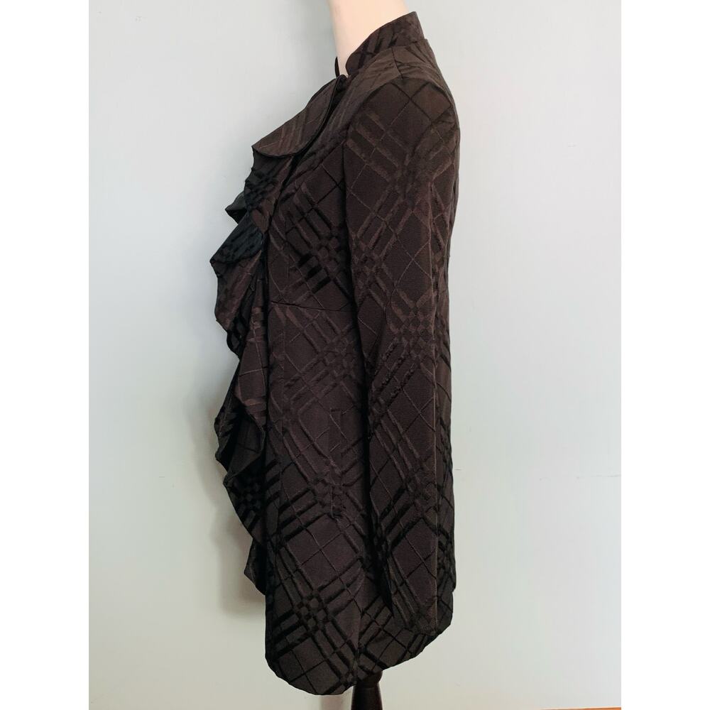Anthropologie Tabitha Dusk Ruffles Textured Plaid Coat Size 2 - Picture 3 of 8
